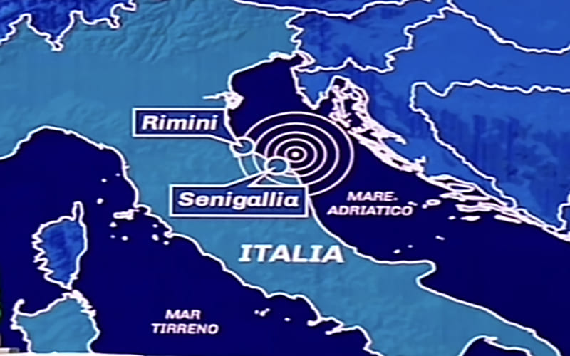 Il terremoto nelle Marche, nelle città di Fano, Pesaro, Ancona, Riminì e Cesena. Scosse avvertite anche a Roma, Bologna e Perugia.