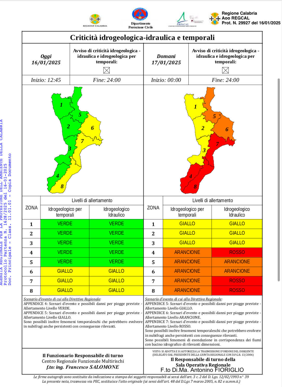 Calabria allerta rossa